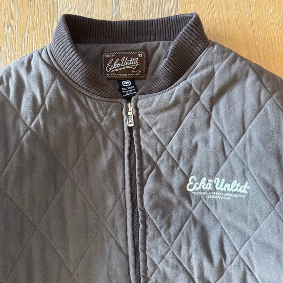 Vintage Ecko Unltd Bomber Jacket Men’s 2XL Brown Rhino Logo Streetwear - Picture 3 of 9